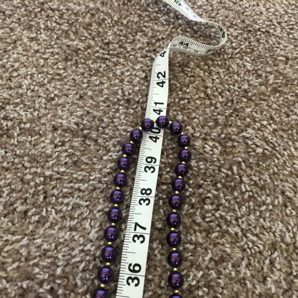 Long Purple & Silver Beaded Necklace - Picture 7 of 7